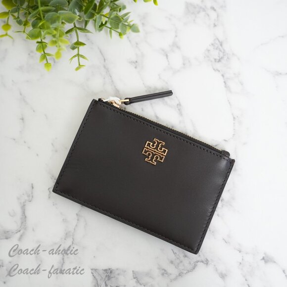 NWT Tory Burch Britten Soft Zip Card Case Wallet in Dark Mahogany - Picture 3 of 7